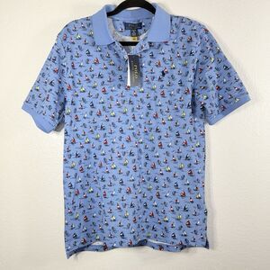 Polo Ralph Lauren Sailboat-Print Cotton Mesh Polo Shirt Big Kid Boy XL 18-20 NWT